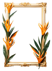 Naklejka premium PNG Bird of paradise frame vintage plant white background flower.