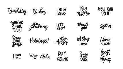 Brush calligraphy, Handwritten ink lettering, handwriting on white background ,Flat Modern design ,Vector illustration EPS 10