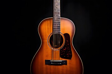acoustic guitar isolated on black background