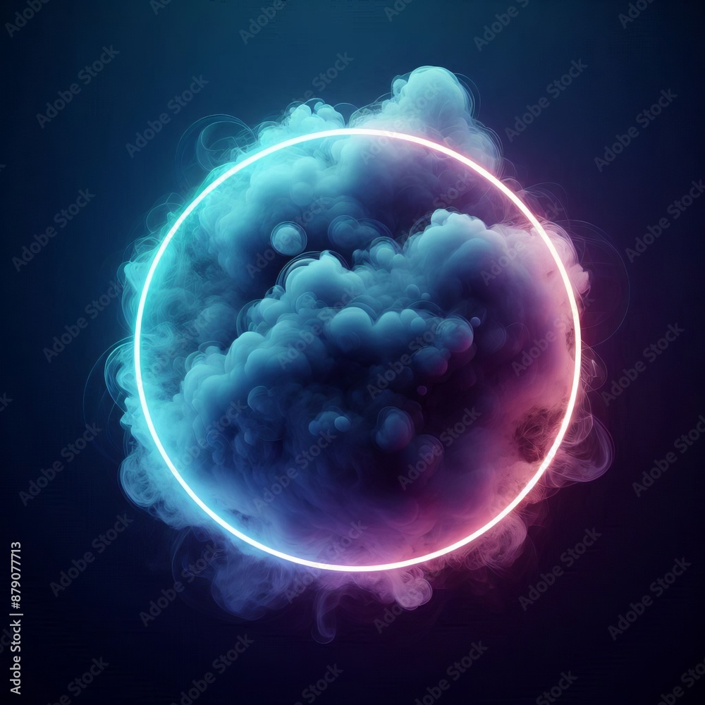 Wall mural swirling circles of light in a bright rainbow pattern create a dynamic abstract space isolated black