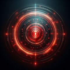 Obraz premium Red abstract circle and smoke glowing isolated black background
