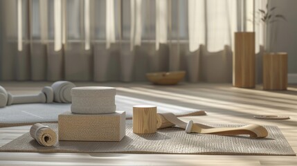 Yoga Studio with Wooden Accessories.