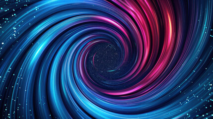 Vibrant 3D neon illustration with a luminous swirling glow and elegant black design, capturing power and space elements.