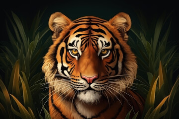 Obraz premium Vibrant digital art of a tiger for posters and postcards cute and beautiful face, perfect for printing.