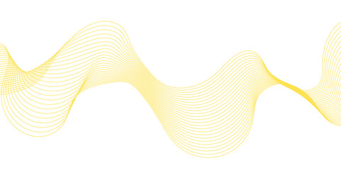 Luxury yellow golden wavy curve lines background. Digital futuristic technology concept. Gradient banner background.  Science, banner, business, poster, template, music background.