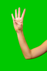 Woman Holding Out Hand on Green Screen