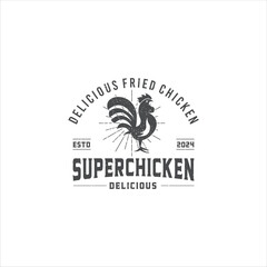 Rooster vector logo design for a vintage style fried chicken restaurant