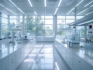 干净空旷的现代科学实验室