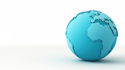 Fototapeta premium Detailed blue world map globe on white background for educational purposes.