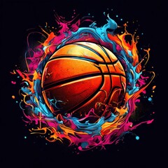 an ai generated image, basketball colorful on background