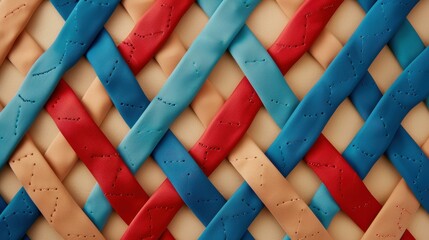 Baseball laces set featuring red and blue stitches for decorating baseball balls.