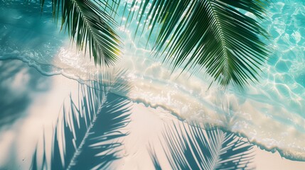 Top View Of Tropical Leaf Shadow On Water Surface.