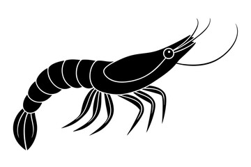 Beautiful sea animal shrimp silhouette lineocut vector art illustration