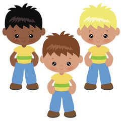 Cute little boy vector cartoon illustration