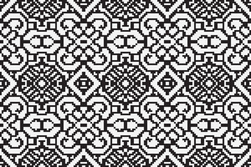 Black and White ethnic geometric seamless pattern. Geometric dark black background. Design for fabric, clothes, decorative paper, wrapping, embroidery, illustration, vector, tribal pattern 