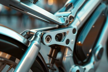 Fototapeta premium Close up of a modern minimalist contemporary electric bike frame Generative Ai