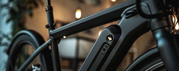 Fototapeta premium Close up of a modern minimalist contemporary electric bike frame Generative Ai