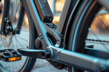 Close up of a modern minimalist contemporary electric bike frame Generative Ai