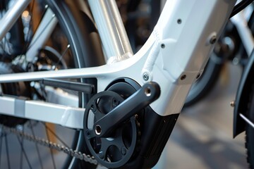 Obraz premium Close up of a modern minimalist contemporary electric bike frame Generative Ai