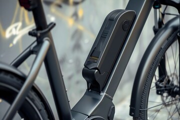 Close up of a modern minimalist contemporary electric bike frame Generative Ai