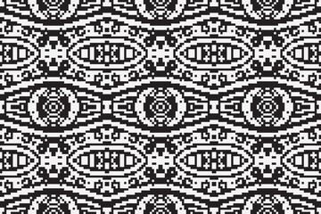 Black and White ethnic geometric seamless pattern. Geometric dark black background. Design for fabric, clothes, decorative paper, wrapping, embroidery, illustration, vector, tribal pattern 