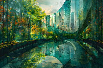 Concept of Net Zero, carbon neutral, and net zero concepts. natural environment. AI Generative