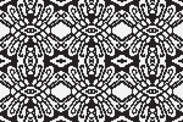 Black and White ethnic geometric seamless pattern. Geometric dark black background. Design for fabric, clothes, decorative paper, wrapping, embroidery, illustration, vector, tribal pattern 