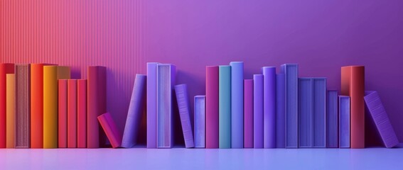 Colorful collection of books arranged dramatically, captured in clear, vibrant detail Perfect for conveying knowledge, education, and diversity in literature