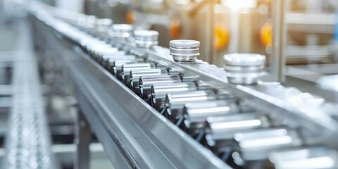 Obraz premium Efficiency of Food Processing Enhanced by Automated Production Lines in Manufacturing Plants. Concept Food Processing, Automation, Efficiency, Manufacturing Plants