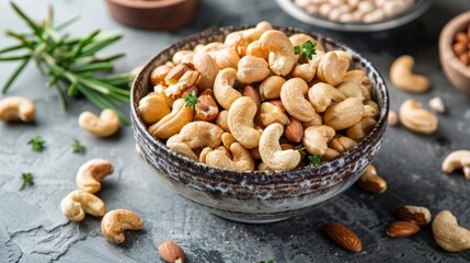 Cashew nuts in a bowl,close-up. Healthy snack,organic food. High-quality image for your next project!
