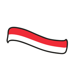 Indonesia Flag Doodle Icon Vector 