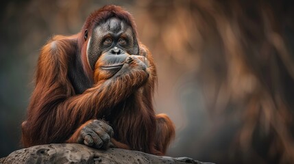 Portrait of an Orangutan Contemplating