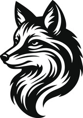 Obraz premium Fox head silhouette vector style illustrations. Generative AI