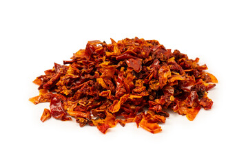 Dried tomatoes isolated on a white background.