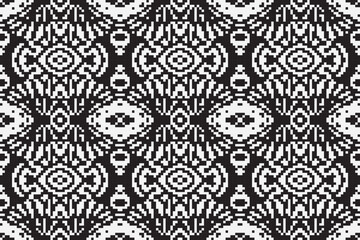 Black and White ethnic geometric seamless pattern. Geometric dark black background. Design for fabric, clothes, decorative paper, wrapping, embroidery, illustration, vector, tribal pattern 