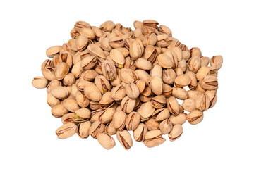 Tasty pistachios isolated on a white background.