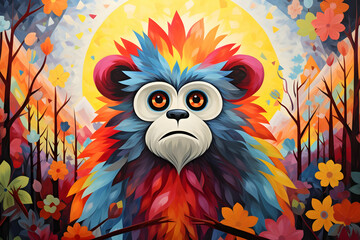 Obraz premium Colorful Furry Creature Illustration