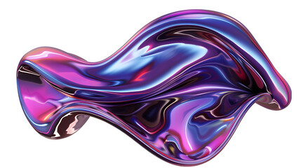 abstract 3d hologram liquid holographic shape on white background,generative ai