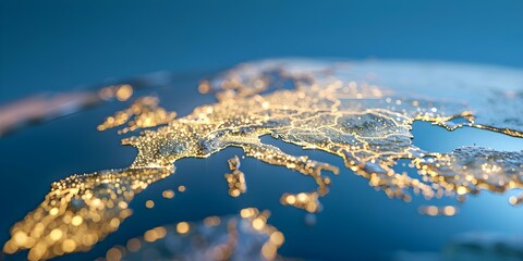 Establishing a Global Internet Network in Europe for Efficient Data Transfer. Concept Internet Infrastructure, Data Transfer, Global Network, Europe, Efficiency