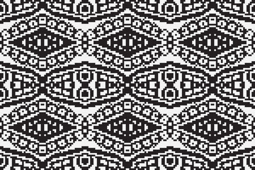 Black and White ethnic geometric seamless pattern. Geometric dark black background. Design for fabric, clothes, decorative paper, wrapping, embroidery, illustration, vector, tribal pattern 