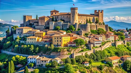 Castle Monforte in Campobasso, Italy, a beautiful historical fortress perched on a hill overlooking the city , Castle