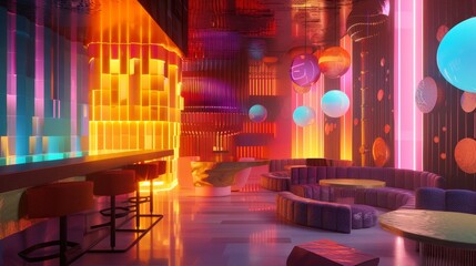 Vibrant 3D render with dynamic lighting and textures AI generated illustration