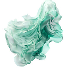 Obraz premium mint silk fabric fluttering on white background,generative ai