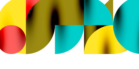 Tech minimal circular shapes geometric art. Vector modern circles