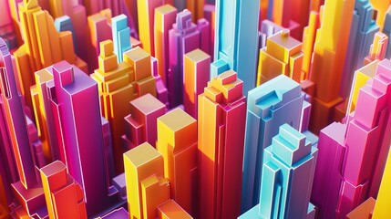 Obraz premium Vibrant colors and textures in an abstract 3D city AI generated illustration
