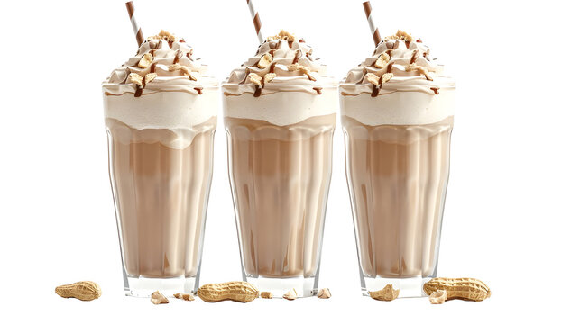 Classic frappes with a touch of chocolate and whipped cream Isolated on transparent background.
