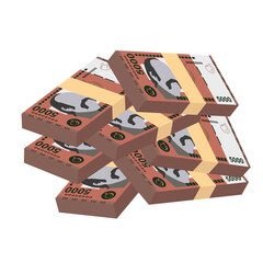 Armenian Dram Vector Illustration. Armenia, Artsakh money set bundle banknotes. Paper money 5000 AMD. Flat style. Isolated on white background. Simple minimal design.