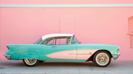 Vintage car with a pastel color palette AI generated illustration