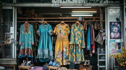 Vintage clothing stores with quirky designs AI generated illustration