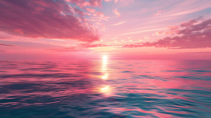 Obraz premium Tranquil sunrise over a serene ocean horizon, a breathtaking natural spectacle